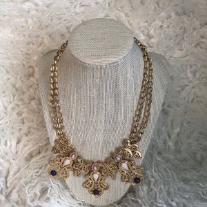 New York & Company Gold/Purple Chunky Necklace